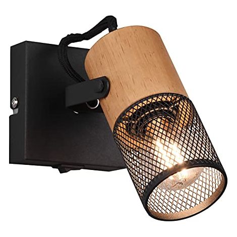 Faretto a Parete in Legno Moderno Cilindro Gabbia di Metallo Tosh GD Trio (1/4)