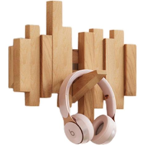 Filiyano-Cintre mural en bois de hêtre, pliable et multifonctionnel, avec 3 crochets, pour piano ou vêtements. Décoration esthétique pour la chambre. (1/5)