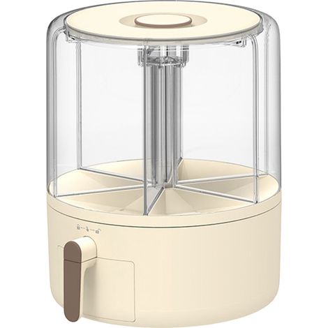 Distributeur de riz à 6 compartiments de 9,6 L avec ouverture en un clic, récipient de stockage de céréales rotatif et seau distributeur d'aliments secs (1/5)
