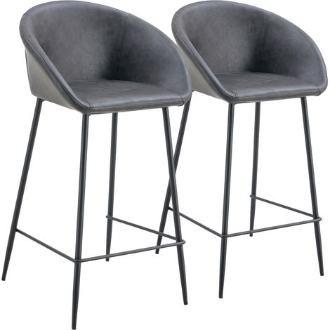 Set di 2 sgabelli da bar ACHILLE in similpelle grigio scuro