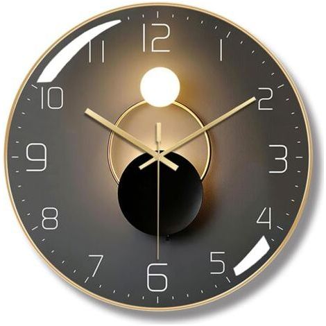 Moderne, geräuschlose Wanduhr, runde digitale Quarz-Wanduhr mit 30 cm Durchmesser (Schwarz) (1/5)