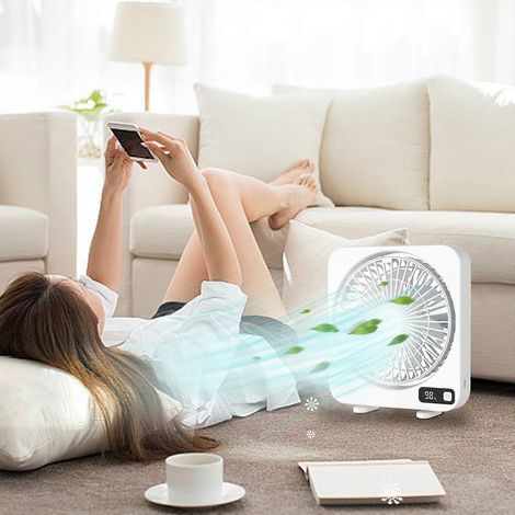 HONORNIC - Ventilateur de bureau numérique, ventilateur de bureau rechargeable, mini ventilateur domestique, ventilateur de bureau, ventilateur de circulation (1/5)