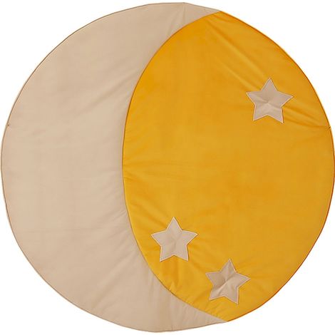 Tapis de sol rond molletonné bébé enfant follow the moon - Beige, jaune (1/5)