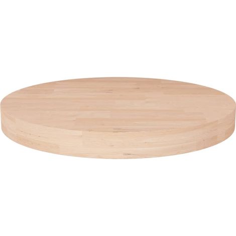 Piano Tavolo Rotondo Ø40x4 cm Massello di Rovere Non Trattato vidaXL