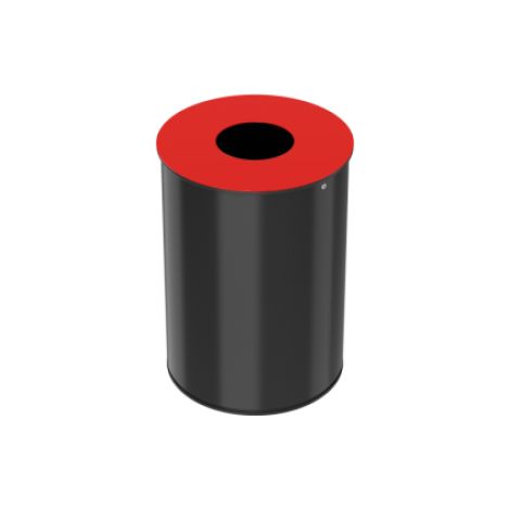 Corbeille de tri sélectif Neotri - métal - 30l - gris manganèse / rouge signalisation - RAL 3020