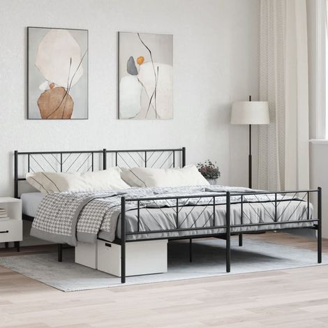 Metallbett ohne Matratze mit Fußteil Schwarz 180x200 cm
