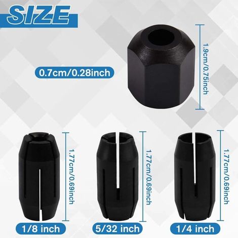 4 pack CN1 Kit de Collet et écrou de remplacement 3 pinces (1/8-inch, 5/32-inch, 1/4-inch) et 1 écrou pour outils de scie à spirale et outils de découpe de cloisons sèches compatibles avec (1/3)