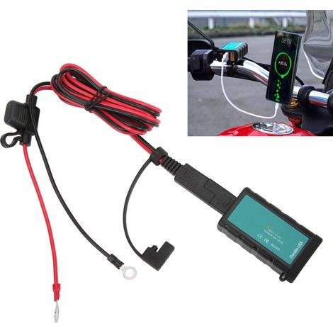 QC3.0 Dual Square Motorradladegerät (ZH-1422C3) mit 12-24V SAE-Stecker und 1,4 m OT-Anschlusskabel (1/5)