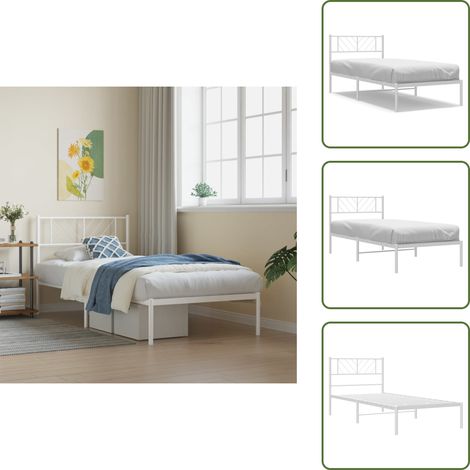 Letto con supporto - vidaXL Giroletto con Testiera Metallo Bianco 80x200 cm - Letto con spazio sottostante