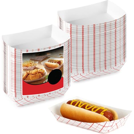 Rot-weiß karierte Einweg-Papierschalen (100er-Packung) – 0,9 kg rote, umweltfreundliche Papierschalen – Servierschalen für Speisen und Gewürze, 11,4 x 7 cm Papierschalen