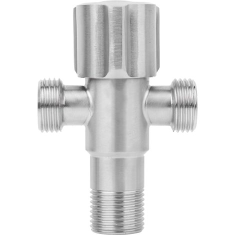 G1/2" Edelstahl-Eckventil für Bad- und Küchenarmatur mit Absperrventil, 1 Zulauf, 2 Auslässen (1/5)