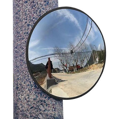 Miroir mural convexe de 30 cm (11,8 po) pour intérieur, coin arrondi, idéal pour les entrepôts, grand angle, support convexe réglable (1/5)