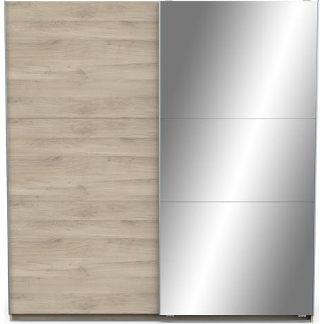 armadio 2 ante scorrevoli "ghost" con specchio effetto quercia 194,5x59,9x203 cm (1/5)