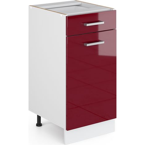 Meuble cuisine R-Line, Rouge brillant, 40cm sans PT, Vicco