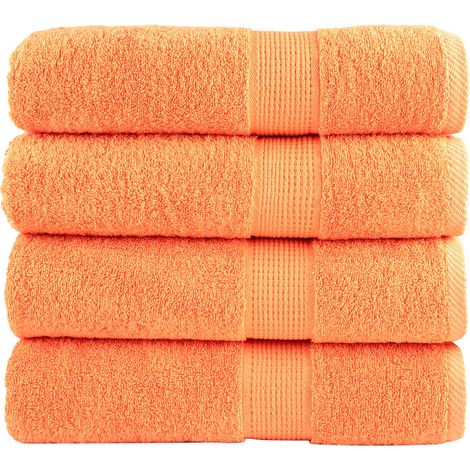 Serviettes de douche haut de gamme SOLUND, lot de 4. Orange, 70 x 140 cm, 600 g/m².