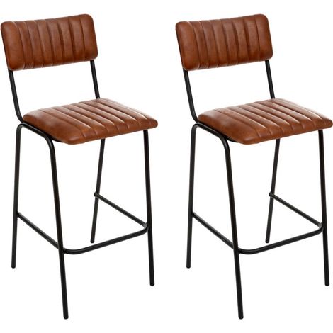 Lot de 2 Chaises de Bar Design "Dario" 103cm Marron (1/5)