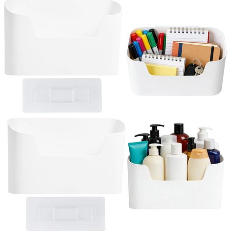 Lot de 2 Boîte de rangement Autocollante Plastique Pour Cuisine Salle de bain Porte armoire (1/5)