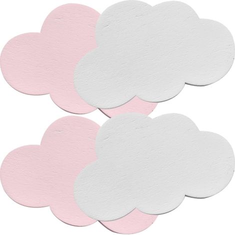 Lot de 4 Crochets Muraux en Bois de Nuage, Porte-clés et Porte-manteaux Robustes pour Chambre D'garçon et Filles, Décoration Murale Pratique et Originale (1/5)