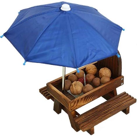 Mangeoire à écureuils de table, porte-épis de maïs en bois, porte-épis de maïs en forme de parasol, porte-épis de maïs pour l'extérieur en hiver, jardin ou porche A (1/5)