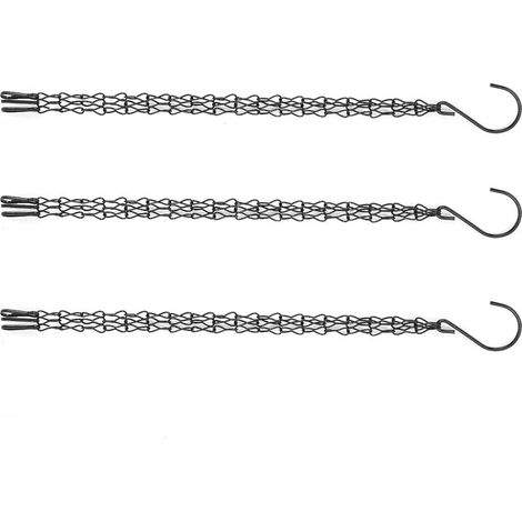 Ensemble de 3 chaînes suspension en fer noir Aramox avec crochet S, capacité charge 14 kg (1/4)