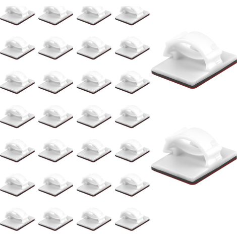 30PCS Clips Câbles, Clips pour la Gestion des Câbles, Clips Câbles Adhésif, Accroche Câble Adhésif Réglable, Fixation Clips Cable Electrique Convient pour le Bureau et la Maison (1/5)