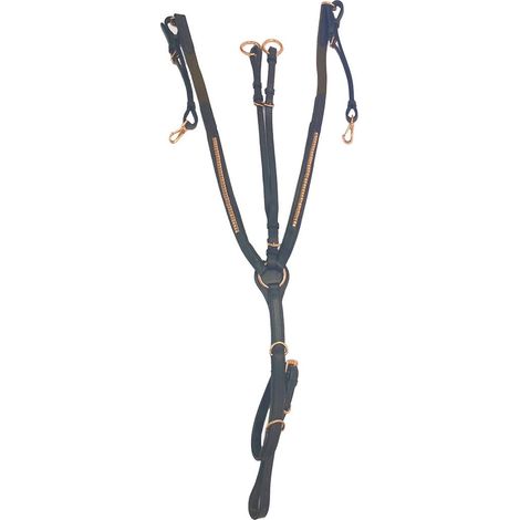 Full, Nero: Pettorale in cuoio per cavalli decorato con clincher color oro rosa
