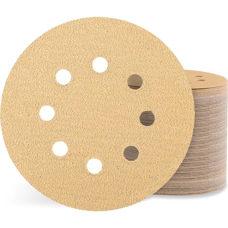 Lot de 100 Disques Abrasifs 125mm Grain 80, 8 Trous Pour Ponceuse Excentrique Bois Métal Peinture (1/5)