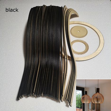 Ineasicer Lampe (Ø45cm) Suspension en Bois Naturel composée de pièces élégantes et incurvées (Noir) (1/4)