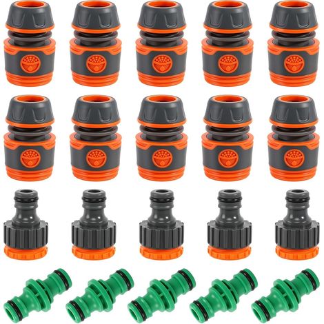 Raccords de Tuyau D'arrosage, 20 Pièces Embout Tuyau Arrosage avec Accessoires de Raccord, Connecteur Rapide de Tuyau D'arrosage 1/2 Pouce Raccord Tuyau Arrosage pour Famille Jardin (1/5)