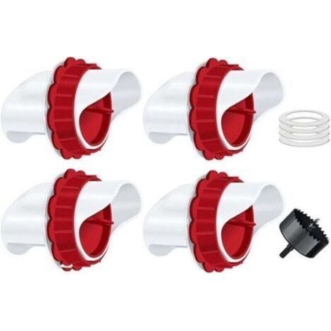 Mangeoire Poules, Mangeoire Poule Automatique, 4 Ports DIY Mangeoire à volaille Gravité Kit pour Seaux Tonneaux Bacs (1/4)