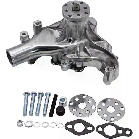 Lange, verchromte Wasserpumpe, robust, passend für Chevy 283, 327, 350 und 383 SBC. Stabiles und perfektes Autozubehör für mance-JXLGV. (1/5)