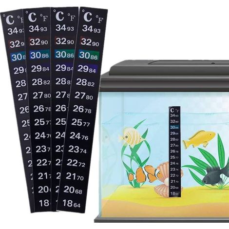 Bande de Thermomètre, 5 PCS Thermomètre pour Réservoir de Poissons Changer la Température de l'eau de Couleur, 2 Lectures de Température, 3 Marques de Couleur pour Réservoir D'aquarium (1/5)