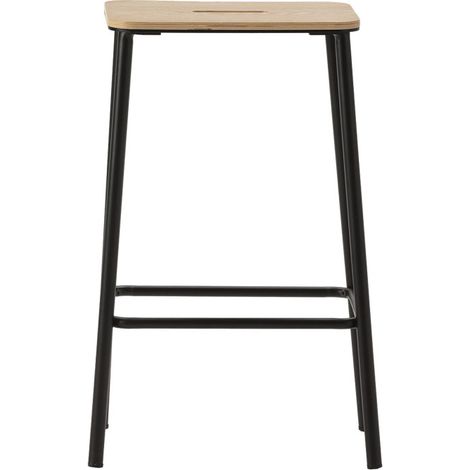 Lot de 2 tabourets de bar en bois et métal H65cm - Noir - Noki (1/5)