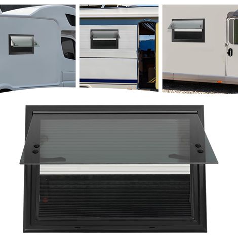 Ausstellfenster 500x350mm Wohnwagen Fenster E4 Wohnmobilfenster 85° Camper Wohnmobil Fenster mit fliegengitter und Rollo, Wohnmobil Seitenfenster Externes Push Fenster für Wohnwagen