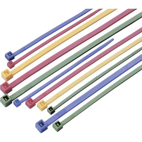 TRU COMPONENTS TC-11919648 Serre-câble 100 x 2.5 mm, 203 x 2.5 mm, 292 x 3.6 mm vert, rouge, bleu, j