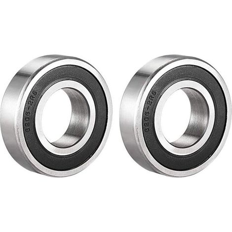 Lot de 2 roulements à billes 6206-2RS scellés, 30 x 62 x 16 mm, pré-lubrifiés, double joint en acier chromé, roulement à billes rainuré 6206RS (1/4)