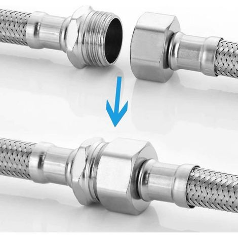 2 Pièces Tuyaux de Raccordement Flexibles Robinets, Tressé Acier Inoxydable Rallonge Lavabo Tubes(20cm) (1/4)