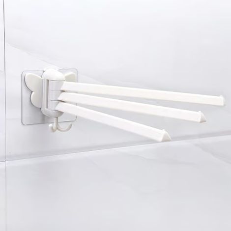 Porte-serviettes pivotant à 180°. Porte-serviettes mural avec crochets. 3 bras. Crochet pivotant autocollant pour salle de bain et cuisine. (1/5)