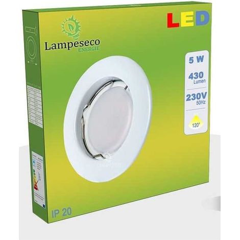 Spot Led Encastrable Complete Blanc Lumière Blanc Chaud 5W eq.50W ref.267 (1/4)