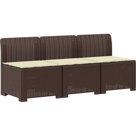 Maison Exclusive - 3-Sitzer Garten Sofa mit Kissen Rattan-Look PP (1/5)
