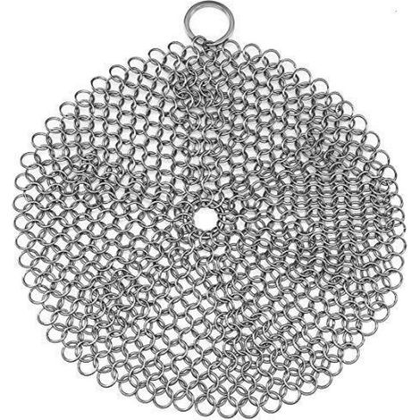 316 en acier inoxydable en fonte de poêle nettoyant en fonte en fonte en fonte de la crampe de chaîne pour casseroles en fonte, casseroles pré-assaisonnées, casseroles, grilles barbecue (1/4)