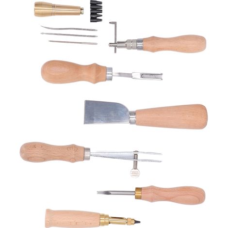 Coffret d'outils en cuir, kit de maroquinerie, kit de bricolage en cuir cousu main (1/5)