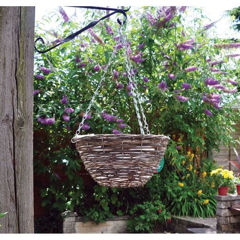 Dark Rattan Round Hanging Basket 12� with Detachable Hanging Chain for Indoor, Outdoor, Garden Decoration - 12 Inches (1/5)