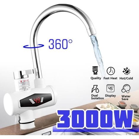 KLVGTIFS PU3000 W Robinet Chauffe-Eau Électrique instantanée EU 220V LED Display (1/4)