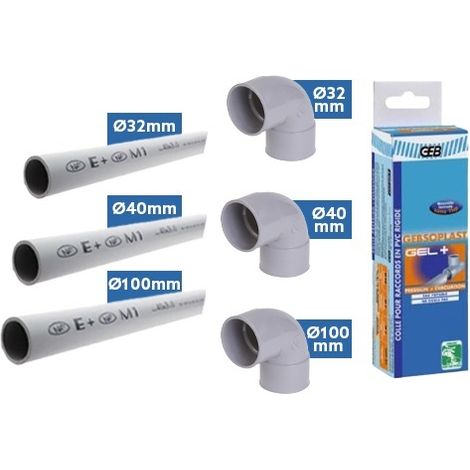 Pack complet évacuation - tubes et raccords PVC avec colle offerte