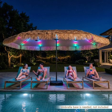 15 x 9 FT Solar Patio Umbrella, Multi-Color Lights, Brown (1/5)