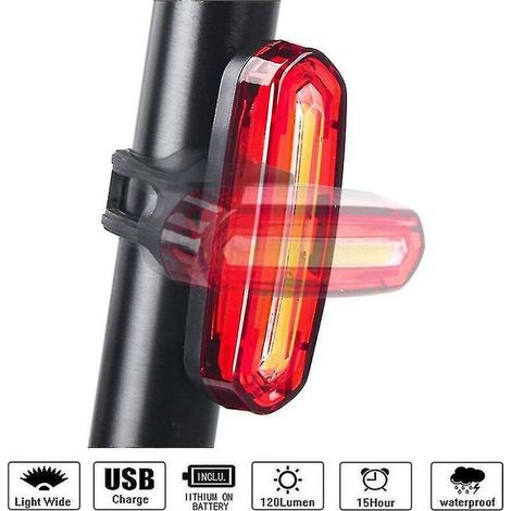 Green Mobility-Rouge Blanc Double Couleurs 6 Modes Taill Usb Rechargeable Feu Arrière De Vélo, Led Vélo Feu Arrière Étanche Super Lumineux Facile (1/3)