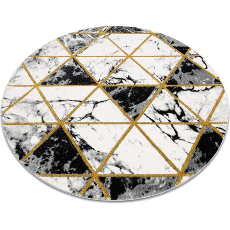 Tappeto EMERALD esclusivo 1020 cerchio - glamour, elegante Marmo, triangoli nero / oro black rotondo 120 cm
