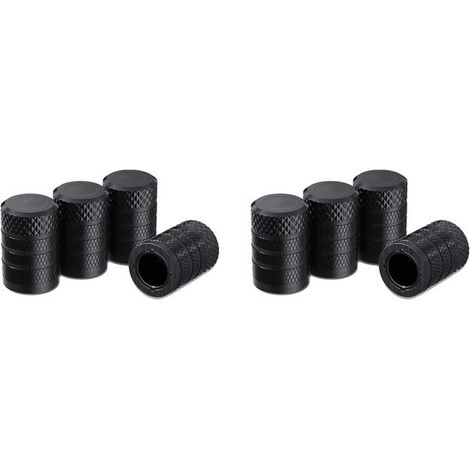 Reifenventilkappe Schwarz 8 Stück Reifenventilkappen Set aus eloxiertem Aluminium Edelstahl Universelle Ventilkappe für Autos, Lkw, Motorräder un (1/5)