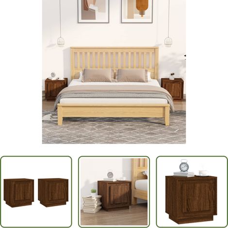 Nachtschrank - Nachttische 2 Stk. Braun Eichen-Optik 44x35x45 cm Holzwerkstoff (1/5)